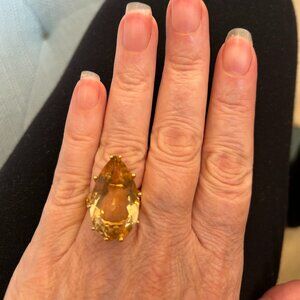Pear Shape Citrine Ring and Pendant 40ct total
